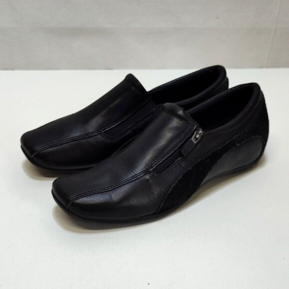 Jasmin Alaina Slip-On Loafer Leather Upper Side Zipper Accent Suede Trim Size 8M - Picture 1 of 9